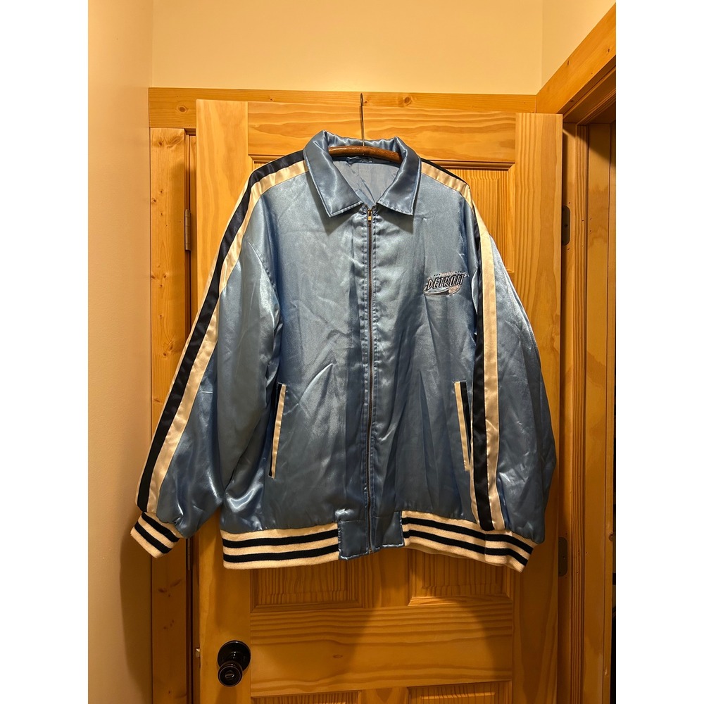 Vtg Detroit Street Ball Basketball Steve & Barrys Men Bomber Jacket‎ Satin SZ XL